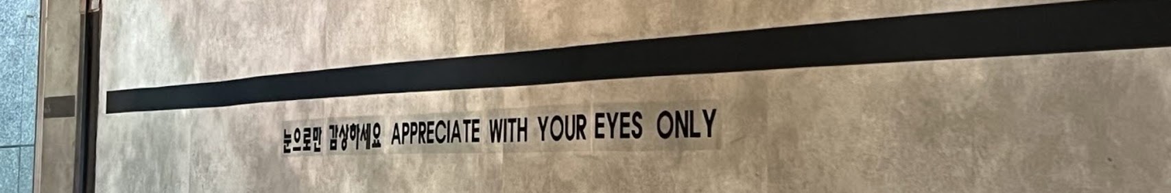 눈으로만 감상하세요. APPRECIATE WITH YOUR EYES ONLY